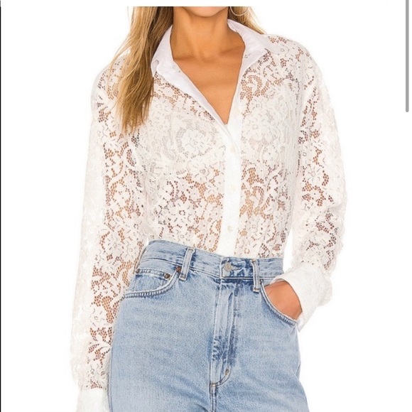 ATM Anthony Thomas Melillo Floral Lace Sheer Panel shirt button up size XS - Picture 2 of 11